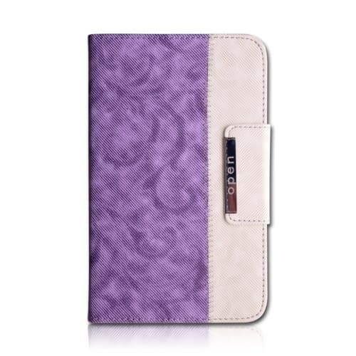 Thankscase Samsung Galaxy Tab 4 10.1 Wallet Rotating Case with a Bonus Screen Protector, Cover with Hand Strap with Smart Cover Function,slim Lightweight Pocket Case for Samsung Galaxy Tab 4 10.1 Sm-t530.(purple+white)