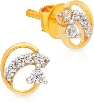 Malabar Gold & Diamonds 18kt Gold Earrings for Women | 18k Gold Earrings for Birthday, Anniversary, Valentine's Day & Festival Gift | 18 kt (750) BIS Hallmark Certified Gold Stud Earrings