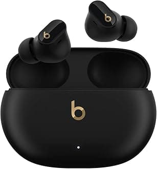 Studio Buds + Wireless Bluetooth Noise Cancelling Earbuds, Up to 36H Battery Life, Charging Case, 5 Min Fast Charge for 1H Battery, Sweat Resistance, Apple & Android Compatible - Black/Gold