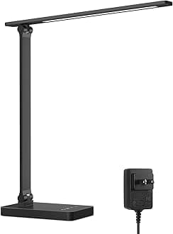 Lepro LED Desk Lamp for Home Office, 9W Metal Computer Desk Light, Touch Control Desktop Lamp Dimmable, 3 Color Modes, 5 Brightness Level, Eye Caring Natural Light Task Lamp for Reading, Study, Crafts