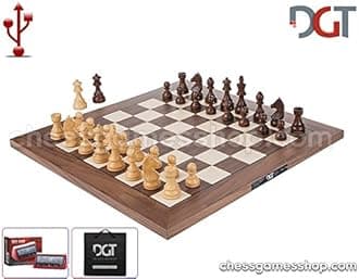 DGT Walnut e-Board Chess Set with Timeless Pieces, 3000 Chess Clock, Carrying Bag & Fritz Software for 2 Players (Ages 8+)