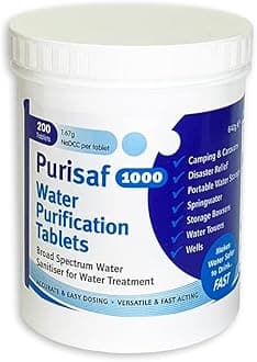 Purisaf Water Purification Tablets 200 per tub x 18