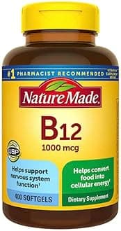 Nature Made Vitamin B12 1000 mcg., 400 Softgels, Vitamin B for Women & B Vitamins for Men, 400 Softgels, 400 Day Supply,