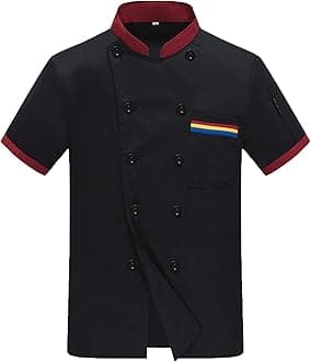 Unisex Chef Coat Short Sleeve Jacket,Breathable,Comfortable Button Closure - Kitchen,Restaurant,Hotel Uniform A