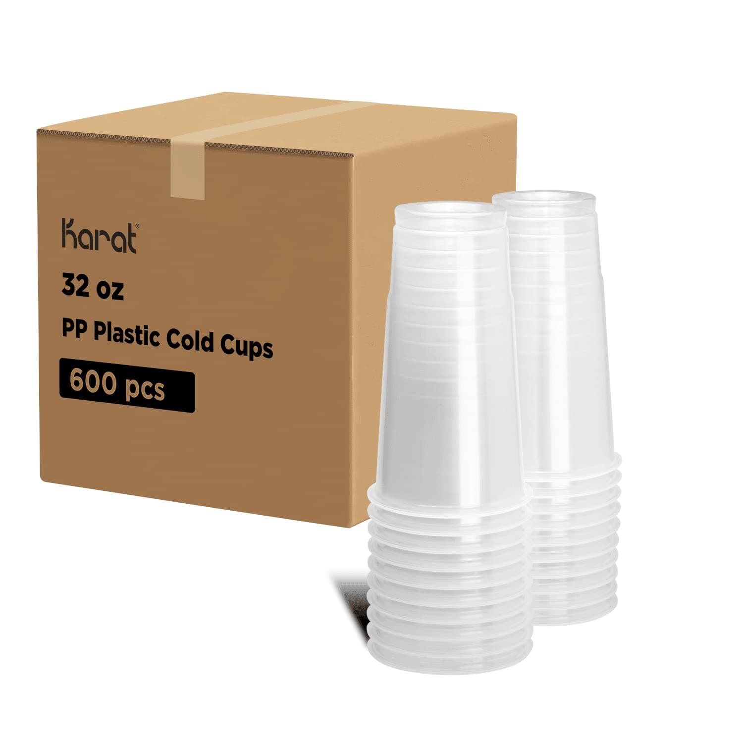 [32oz - 600 ct] PP Plastic Cold Disposable Plastic Cups, 104.5mm Diameter, BPA Free & 100% Recyclable (C-KPP32)