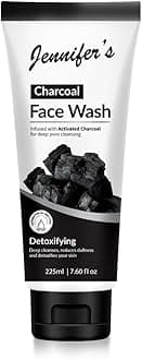 Jennifer's Face Wash Charcoal 225 ML - Deep Cleansing, Detoxifying, Reduces Dullness, Infused with Activated Charcoal, Suitable for All Skin Types