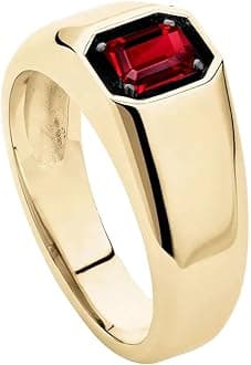 10K 14K 18K Gold Men's 2 Carat Emerald Cut Gemstone Ring Custom Gemstone Birthstone Pinky Ring for Men Jewelry Gift for Him