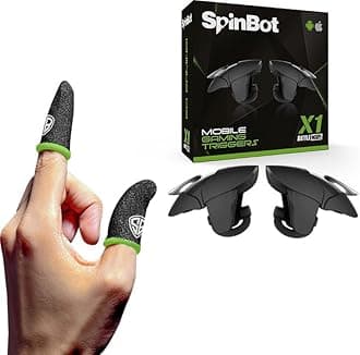 SpinBot Battlemods X1 Combo Smartphone Mobile Gaming Triggers + Finger Sleeves Combo | For Bgmi/Free Fire Max/Cod Mobile- (Black)