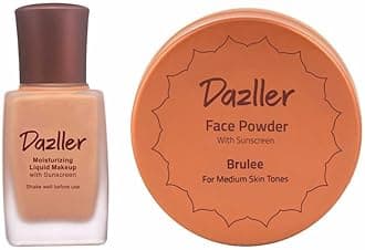 Dazller Face Combi Pack (Brulee) : Moisturizing Liquid Makeup (Tinted Finish), 27mL + Face Powder (Soft Finish), 30g, Lightweight, with Added Sunscreen, Skin-Friendly Ingredients, Paraben-Free, 100% Vegan, Perfect Everyday Wear