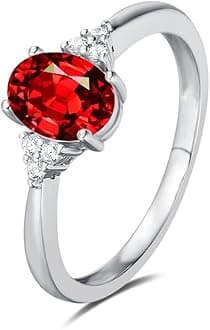 FANCIMEBirthstone Rings for Women Sterling Silver Created Opal Rings Garnet Ruby Rings Engagement Ring Fine Jewelry for Women Size 4,5,6,7,8,9,10