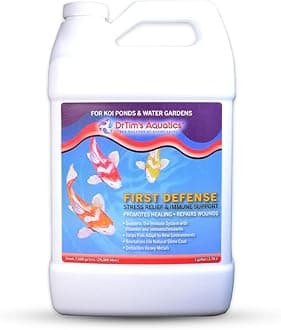 DrTim's Aquatics First Defense for Koi Pond and Water Gardens – Stress Relief & Immune System Support with Vitamins Immunostimulants Fish Ponds 128oz - Treats 7680 gal