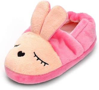 Baby Girls Cute Cartoon Warm House Slippers with Non-Slip Rubber Sole