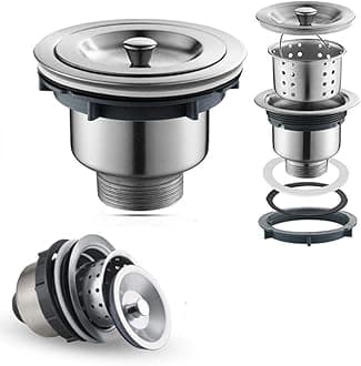 SBD Stainless Steel Heavy 4" Inch Waste Coupling For Sink/Wash Basin,Drain Outlet (Chrome Finished) (Round with Basket)