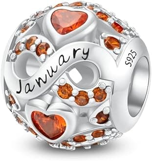 Birthstone Charms for Bracelet 925 Sterling Silver Bead Charm Happy Birthday Charm Jewelry Gift for Women