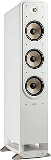 Polk Signature Elite ES60 Tower Speaker - Hi-Res Certified, Dolby Atmos Speakers & DTS:X Compatible, 1" Tweeter & (3) 6.5" Woofers, Power Port Technology for Effortless Bass, Elegant White