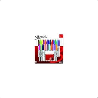 Sharpie Permanent Markers, Fine Tip, Assorted Fun Colours, 24 Pack