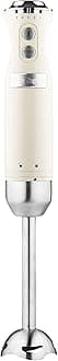 Retro Hand Blender - 600W Handheld Stick Blender for Kitchen - Stainless Steel Electric Soup Blender - Food Mixer with Various Speeds and Turbo Setting - Cream