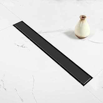 Linear Shower Drain, Black 28 Inch With 2-in-1 Tile Insert Cover, Brushed AISI 304 Stainless Steel Floor Drain With Hair Catcher and Adjustable Feet