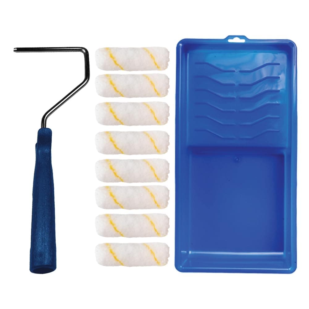 Paint Roller Tool Kit - 10 Piece Painting Set - Mini Plastic Paint Tray Set, Mini Roller Frame,Microfiber Roller Covers
