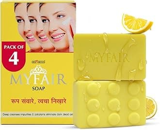 MYFAIR Fairness Soap | Deep Cleansing & Brightening | Removes Dark Dead Cells | Hydrating with Aloe Vera & Vitamin C | Antioxidant 75g – Pack of 04