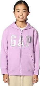 GAP Girls' Logo Hoodie Hooded Full Zip Sweatshirt