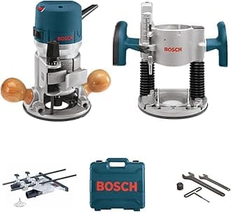 1617EVSPK 12 Amp 2-1/4-Horsepower Plunge and Fixed Base Variable Speed Router with RA1054 Deluxe Router Edge Guide With Dust Extraction Hood & Vacuum Hose Adapter