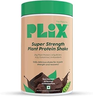 The Plant Fix Plix Strength Plant Protein Powder - 1 KG (Chocolate) Pea Protein Isolate and Brown Rice Blend, 25 g Plant Protein, No Added Sugar, Gluten free