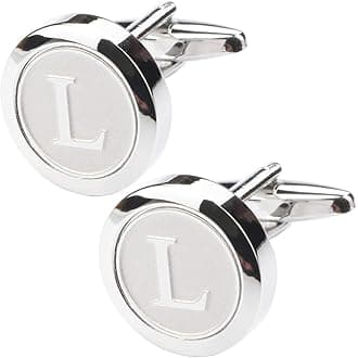 Mens Classic Stainless Steel Initial Cufflinks 26 Alphabet Initial Letter Cufflinks Business Wedding Shirts A-Z