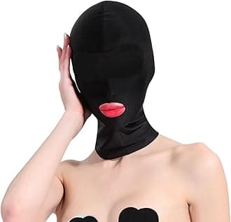 Unisex Full Cover Hood Mask Elastic Breathable Head Mask Sexy Balaclava Opened Mouth Show Eyes Face Cover Hood Headgear for Adult Couple Game Halloween Cosplay Costume Carnival Night Club Role Playing
