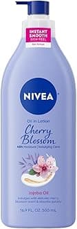NIVEA Oil Infused Cherry Blossom and Jojoba Oil Body Lotion for Women, Fast-Absorbing and Non-Greasy Cherry Blossom Scented Lotion Moisturizes for 48 Hours, 16.9 Fl Oz Pump Bottle