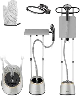 - Standing Iron Steamer For Clothes | 2000W Standing Garment Steamer with 1.5L Water Tank, LED Touch Screen, 42g/min Steam, 8 Heat Modes & Adjustable Ironing Board | Vertical & Horizontal Iron