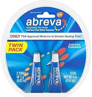 Abreva 10 Percent Docosanol Cold Sore Treatment, Treats Your Fever Blister in 2.5 Days - 0.07 oz Tube x 2