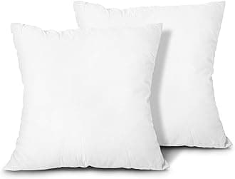 Throw Pillow Inserts, Set of 2 Lightweight Down Alternative Polyester Pillow, Couch Cushion, Sham Stuffer, Machine Washable. (White, 22x22)