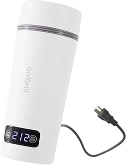 balbali Dual Voltage Travel Kettle 100-250V - 12oz Portable Water Boiler/Warmer/Heater for Boiling Water - 4 Preset Temperature Control Portable Tea Kettle Electric Travel - White