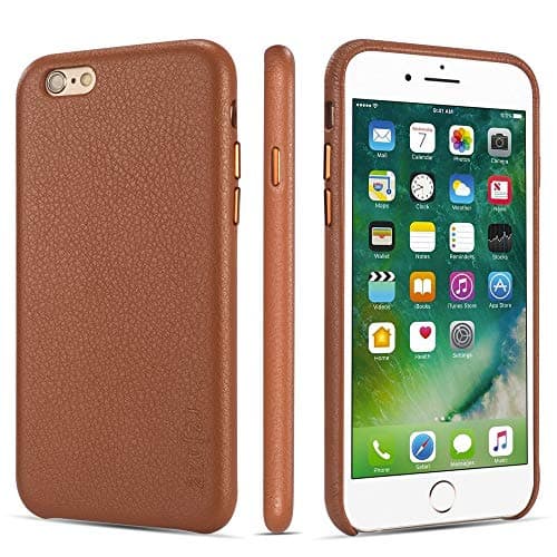 iPhone 6 Case iPhone 6s Case Rejazz Anti-Scratch iPhone 6 Cover iPhone 6s Cover Genuine Leather Apple iPhone Cases for iPhone 6/6s (4.7 Inch)(Brown)