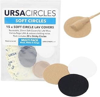 URSA Straps Soft Circles: Reusable Soft Covers That Provide a Shield Against the Wind and Camouflage for Lavalier Mics. (15x Soft Circles + 30x Stickies, MultiPack)