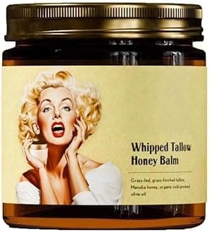 Whipped Beef Tallow & Manuka Honey Organic Nourishing Face Cream, Moisturizer, Body Lotion, Skin Care and Lip Balm Hydrating Moisturizing