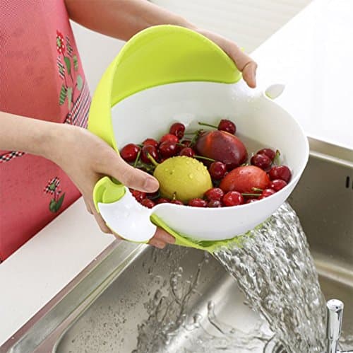 Creative Multifunctional 2-in-1 Large Colander and Bowl Strainer-Kitchen Double layered rotating Vegetable fruit Drain Basin & basket