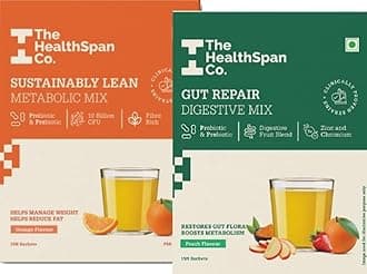 The Healthspan Co. Metabolism Boost Combo | Probiotic for Managing Weight| Probiotic for Building Immunity & Good Sleep| For Men and Women | Refreshing Orange & Peach flavored drink | 15 days Pack