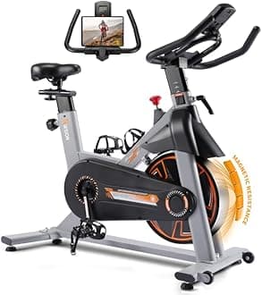 Exercise Bike, RIKSION Indoor Cycling Bike, Magnetic Resistance Stationary Bike for Home, Indoor Bike with Silent Belt Drive, Heavy Flywheel, Comfortable Seat Cushion and Water Bottle Holder