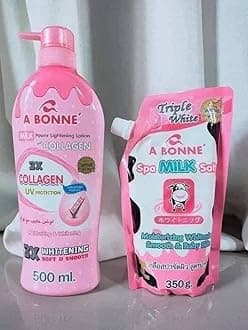 A Bonne Milk Power Lightening Lotion with Collagen, 500 ml & Triple White Spa Milk Salt, 350 g