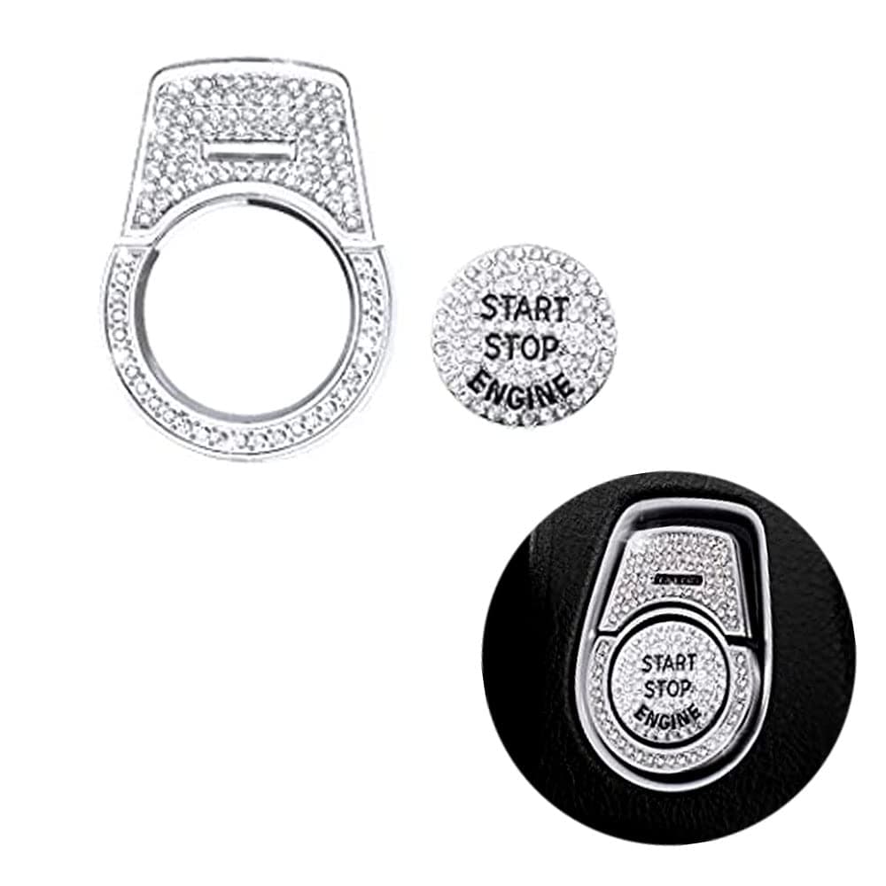 MICROCK Bling Engine Start Stop Ignition Button Cover for BMW 2 3 3GT 4 5 6 7 X1 X2 X3 X4 X5 X6 X6M M2 M3 M4 M5 M6 Series, Rhinestone Crystal