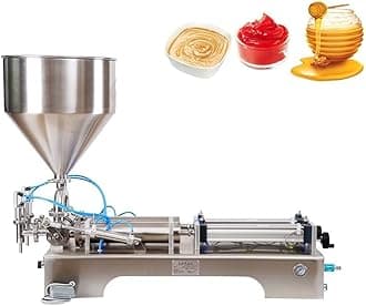SIERINO Paste Filling Machine - 10-5000 ml Semi-Automatic Horizontal Pneumatic Cream Filling Machine, Stainless Steel Industrial Visco Liquid Filler Quantitative Filling Machine, Dual Head