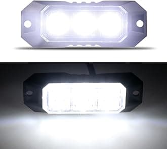 LED 3SMD White Strobe Light, Surface Mount Emergency Warning Light for Cars, Trucks, Vans, Off Road Vehicle ATV SUV (12-24V)
