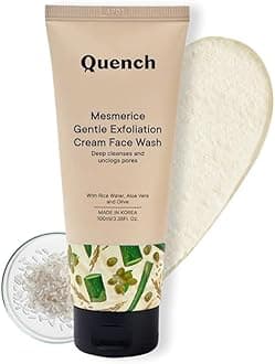 Rice Water Gentle Exfoliation Cream Face Wash | Korean Face Wash for Glowing Skin | Brightens & Hydrates Skin with Aloe Vera & Vitamin E | Made in Korea (100ml)