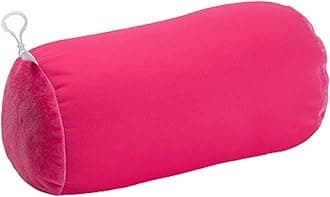 Microbead Bolster Tube Travel Pillow - Compact Neck Roll Pillow for Airplane, Car, or Home - Soft Lumbar Support Pillow - Pink
