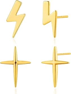 MEVECCO Stud Earrings for Women Dainty 18k Gold Hypoallergenic Stud Earrings Sets for Multiple Piercing Small Stud Earrings Gift for Her