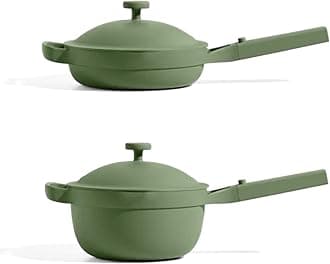 Our Place Mini Cookware Duo | 6-Piece Ceramic Cookware Set with Mini Always Pan & Mini Perfect Pot | Induction & Oven Safe up to 450°F | Nonstick, PFAS-Free Non-Toxic Cookware | Sage