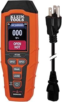 Klein Tools RT390 Circuit Analyzer with Large LCD, Identifies Wiring Faults, GFCI and AFCI Tester, Voltage Drop, Displays Trip Time, Orange