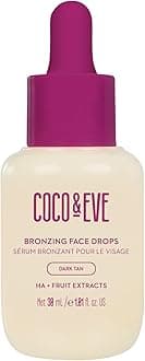 Coco & Eve Self Tanning Drops (Dark) - Customizable Gradual Face Tanner, Hydrating Bronzing Drops with Hyaluronic Acid for a Natural, Glowing Sunless Tan, Vegan, Cruelty Free | 1 Fl Oz